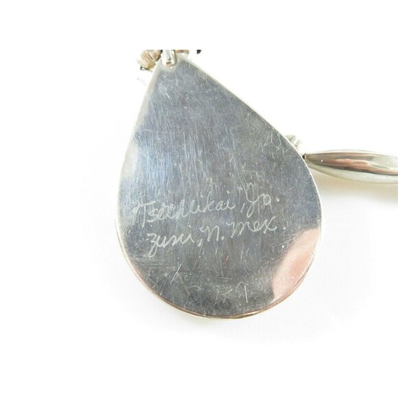 Tsethlikai Jo. Zuni Sterling Silver Coral Turquoise Bench Made Sterling Necklace - Picture 7 of 10